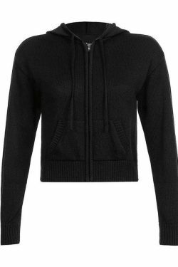 Coquette Aesthetic Hooded Crop Knit Cardigan - Y2K Fashion Women's Clothing