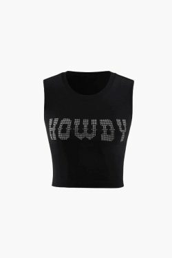 Coquette Aesthetic Howdy Tank Top with Embellishments