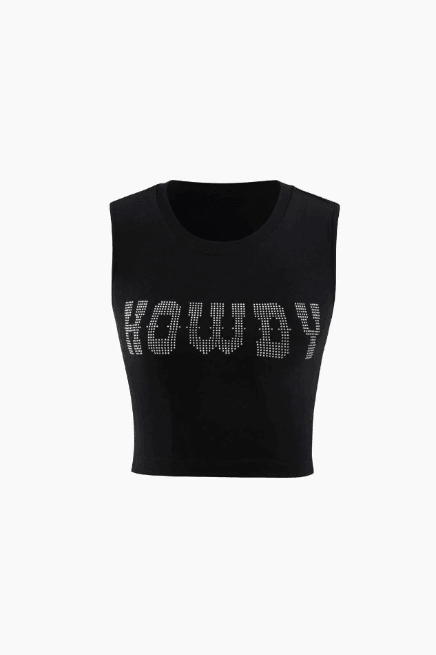 Coquette Aesthetic Howdy Tank Top with Embellishments Coquette Aesthetic Howdy Tank Top with Embellishments