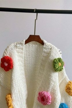 Coquette Aesthetic Iris Floral Knitted Cardigan - Y2K Fashion Women's Clothing