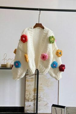 Coquette Aesthetic Iris Floral Knitted Cardigan - Y2K Fashion Women's Clothing