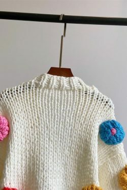 Coquette Aesthetic Iris Floral Knitted Cardigan - Y2K Fashion Women's Clothing