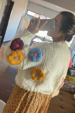 Coquette Aesthetic Iris Floral Knitted Cardigan - Y2K Fashion Women's Clothing