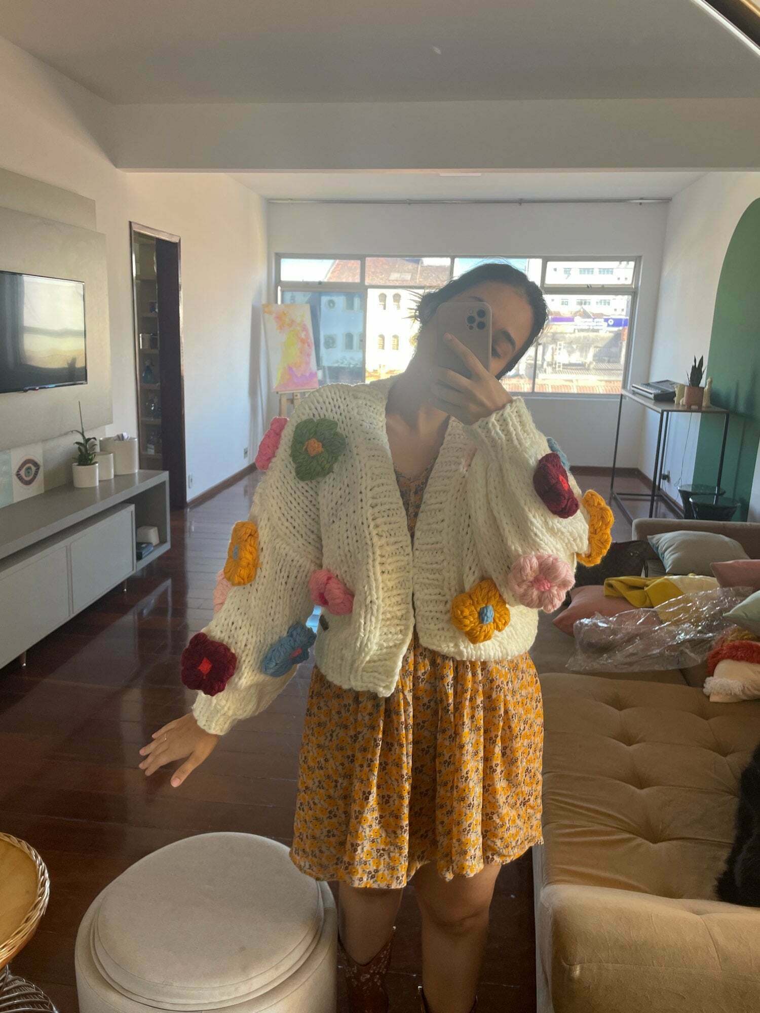 Coquette Aesthetic Iris Floral Knitted Cardigan - Y2K Fashion Women's Clothing