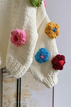 Coquette Aesthetic Iris Floral Knitted Cardigan - Y2K Fashion Women's Clothing