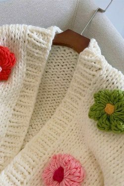 Coquette Aesthetic Iris Floral Knitted Cardigan - Y2K Fashion Women's Clothing