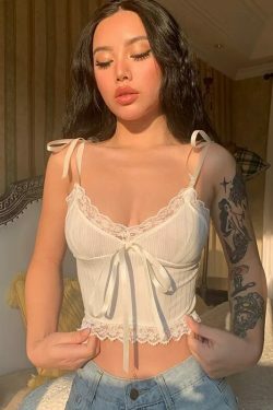 Coquette Aesthetic Ivory Delight Cami - Y2K Fashion Top for Women