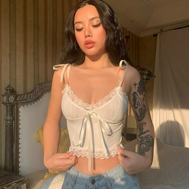 Coquette Aesthetic Ivory Delight Cami - Y2K Fashion Top for Women