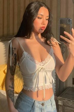 Coquette Aesthetic Ivory Delight Cami - Y2K Fashion Top for Women