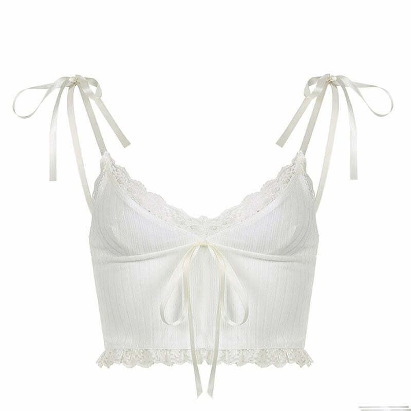Coquette Aesthetic Ivory Delight Cami - Y2K Fashion Top for Women