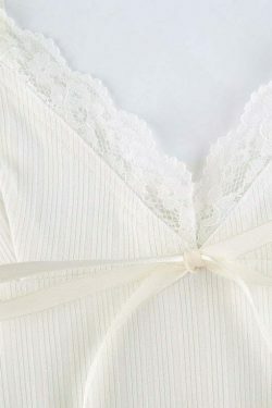 Coquette Aesthetic Ivory Delight Cami - Y2K Fashion Top for Women