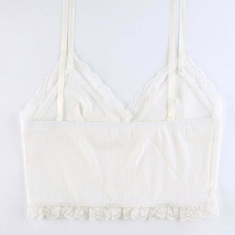 Coquette Aesthetic Ivory Delight Cami - Y2K Fashion Top for Women