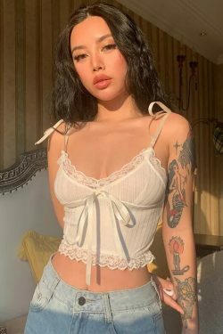 Coquette Aesthetic Ivory Delight Cami - Y2K Fashion Top for Women
