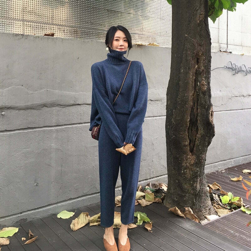 Coquette Aesthetic Ivy High Neck Tracksuit Set - Y2K Fashion Women's Outfit