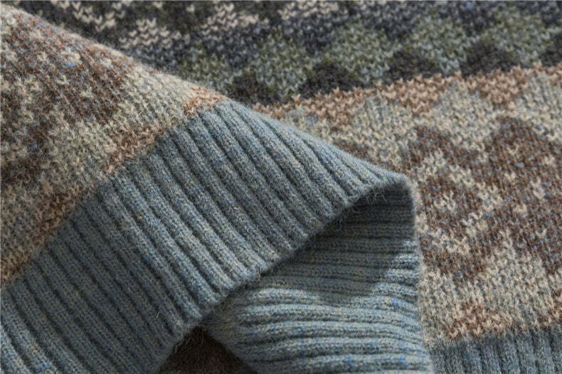 Coquette Aesthetic Jacquard Knit Grandad Jumper - Y2K Fashion for Women