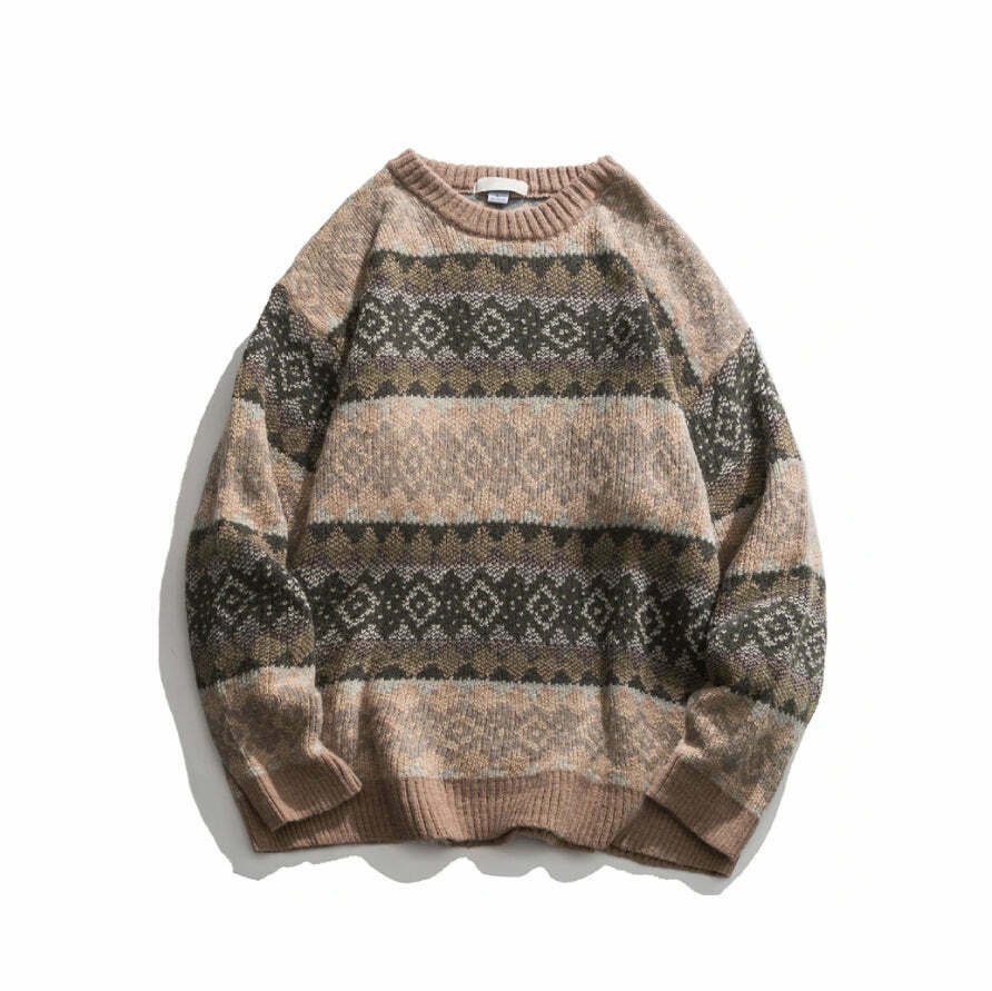 Coquette Aesthetic Jacquard Knit Grandad Jumper - Y2K Fashion for Women