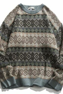 Coquette Aesthetic Jacquard Knit Grandad Jumper - Y2K Fashion for Women
