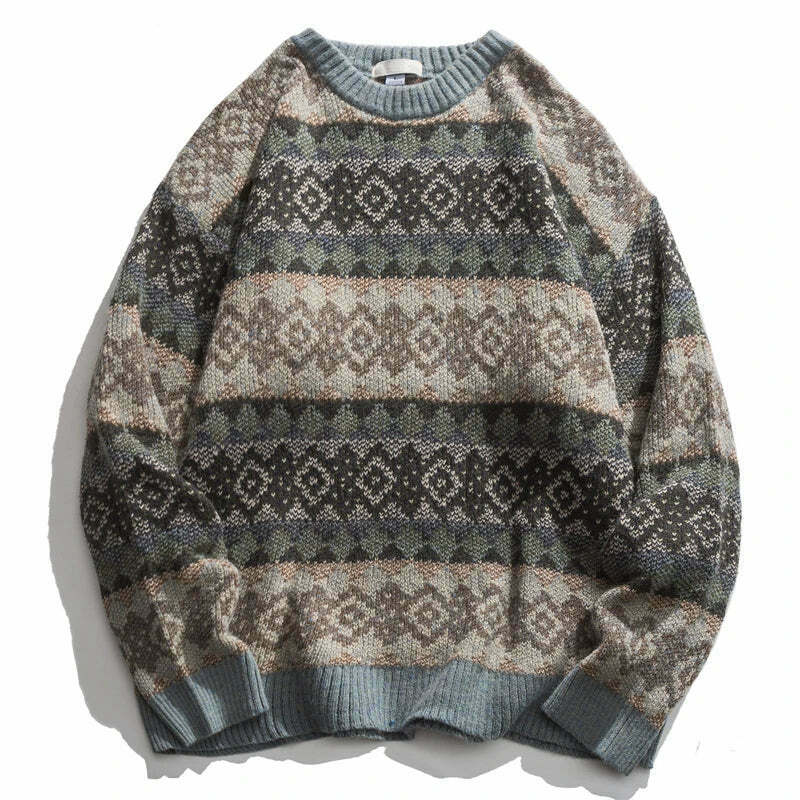 Coquette Aesthetic Jacquard Knit Grandad Jumper - Y2K Fashion for Women
