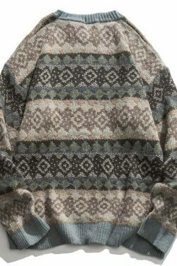 Coquette Aesthetic Jacquard Knit Grandad Jumper - Y2K Fashion for Women