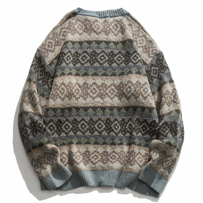 Coquette Aesthetic Jacquard Knit Grandad Jumper - Y2K Fashion for Women