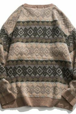 Coquette Aesthetic Jacquard Knit Grandad Jumper - Y2K Fashion for Women
