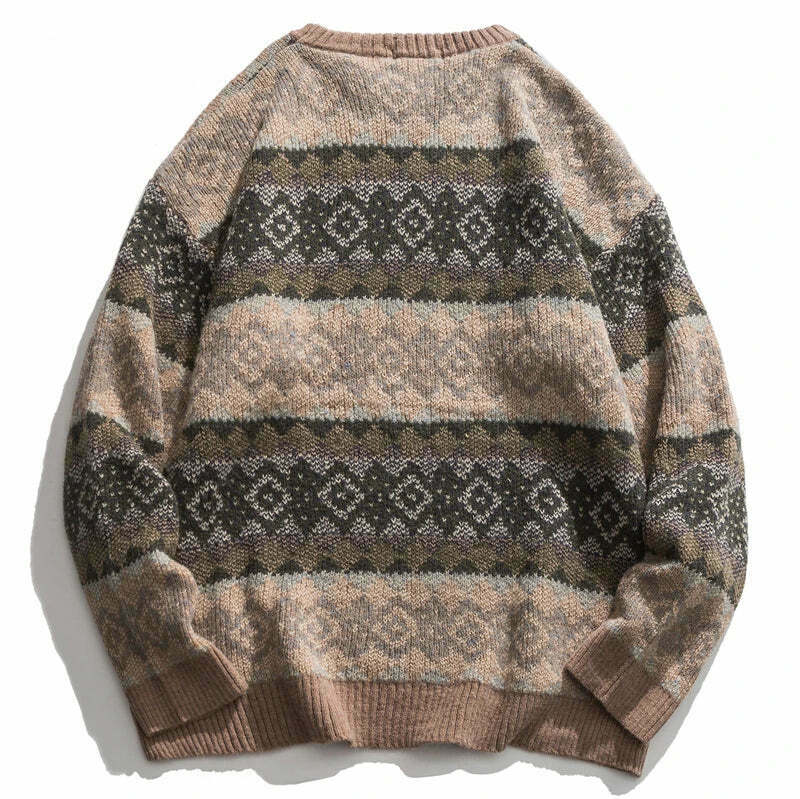 Coquette Aesthetic Jacquard Knit Grandad Jumper - Y2K Fashion for Women