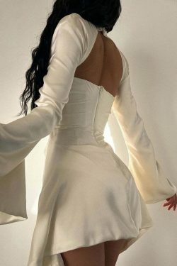 Coquette Aesthetic Janelle Satin Mini Dress - Y2K Fashion for Women - Grunge Style Outfit