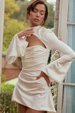 Coquette Aesthetic Janelle Satin Mini Dress - Y2K Fashion for Women - Grunge Style Outfit