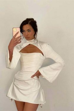 Coquette Aesthetic Janelle Satin Mini Dress - Y2K Fashion for Women - Grunge Style Outfit