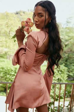 Coquette Aesthetic Janelle Satin Mini Dress - Y2K Fashion for Women - Grunge Style Outfit