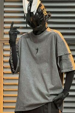 Coquette Aesthetic Jiyend Side Zip Marl T-Shirt for Y2K Fashion Enthusiasts