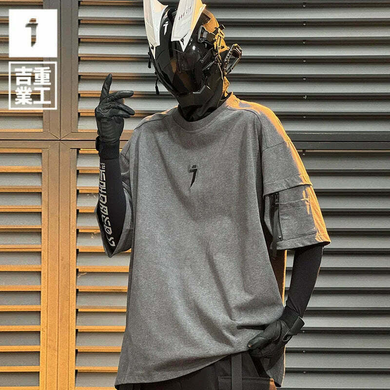 Coquette Aesthetic Jiyend Side Zip Marl T-Shirt for Y2K Fashion Enthusiasts