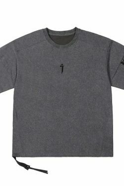 Coquette Aesthetic Jiyend Side Zip Marl T-Shirt for Y2K Fashion Enthusiasts