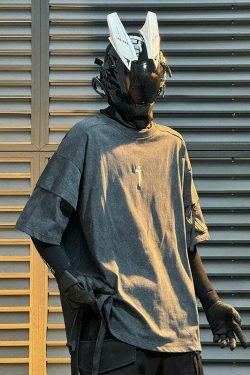 Coquette Aesthetic Jiyend Side Zip Marl T-Shirt for Y2K Fashion Enthusiasts