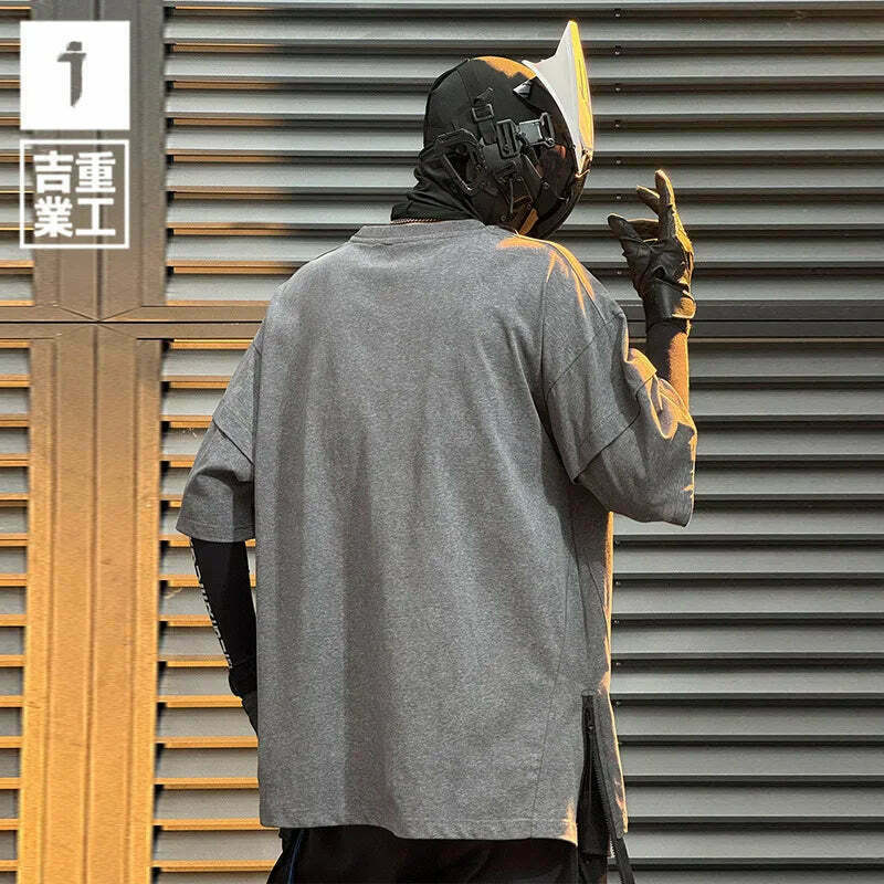 Coquette Aesthetic Jiyend Side Zip Marl T-Shirt for Y2K Fashion Enthusiasts