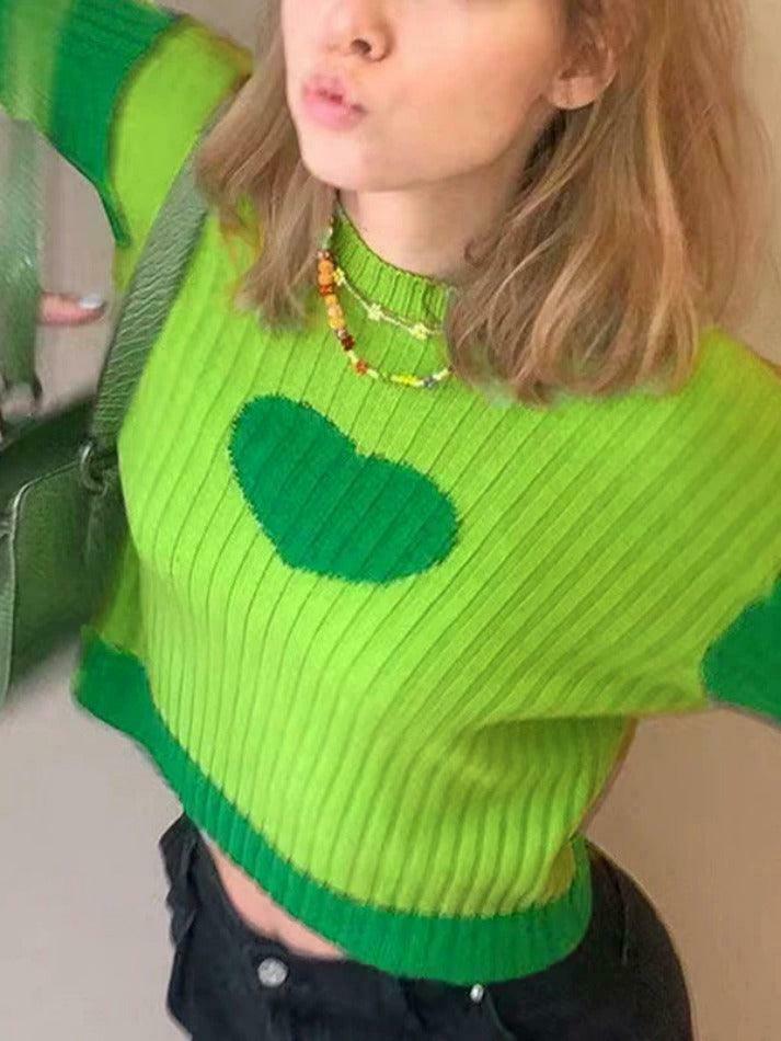 Coquette Aesthetic Knit Heart Print Slim Sweater Coquette Aesthetic Knit Heart Print Slim Sweater