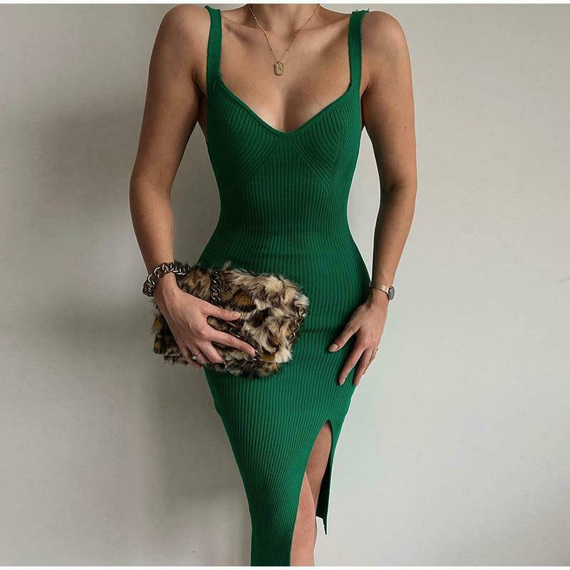 Coquette Aesthetic Knitted Bodycon Dress with Slit Coquette Aesthetic Knitted Bodycon Dress with Slit