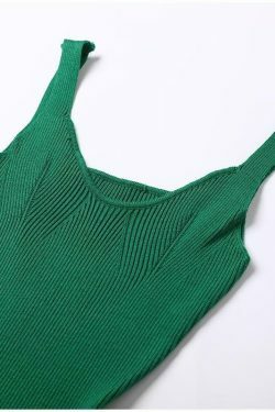 Coquette Aesthetic Knitted Bodycon Dress with Slit