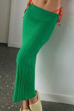 Coquette Aesthetic Knitted Cargo Skirt in Monre Style