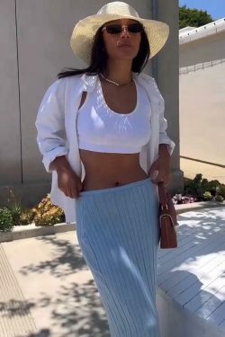 Coquette Aesthetic Knitted Cargo Skirt in Monre Style