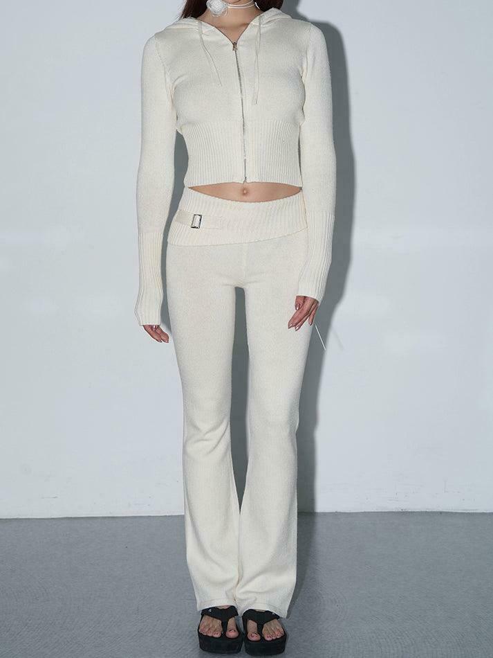 Coquette Aesthetic Knitted Hooded Two-Piece for Women - Y2K Fashion Outfit Coquette Aesthetic Knitted Hooded Two-Piece for Women - Y2K Fashion Outfit