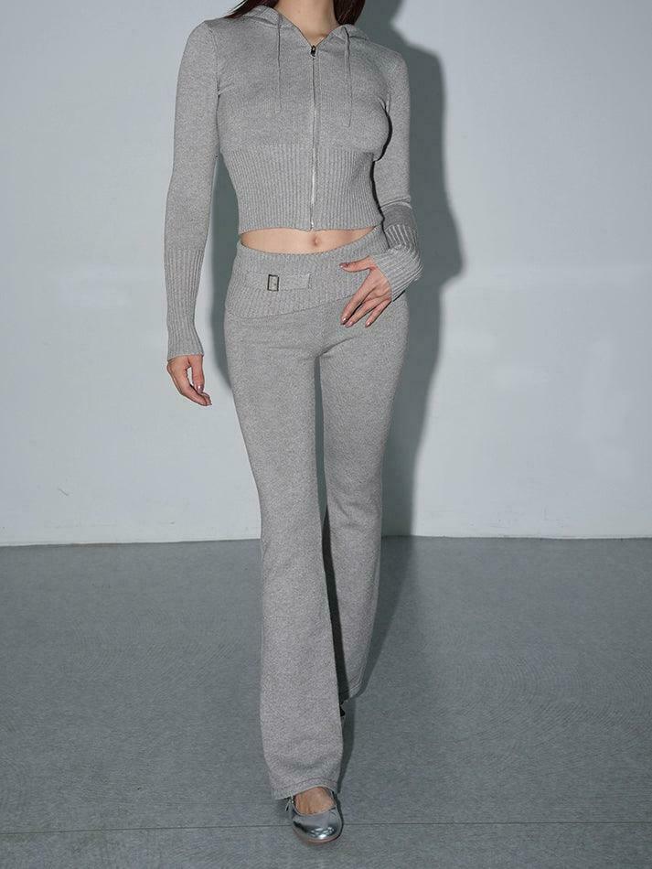 Coquette Aesthetic Knitted Hooded Two-Piece for Women - Y2K Fashion Outfit Coquette Aesthetic Knitted Hooded Two-Piece for Women - Y2K Fashion Outfit