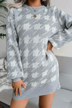 Coquette Aesthetic Knitted Long Sleeve Mini Dress - Soft Girl Style