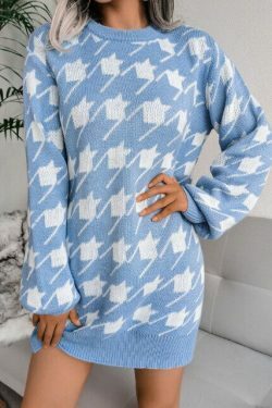 Coquette Aesthetic Knitted Long Sleeve Mini Dress - Soft Girl Style