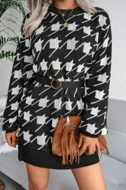 Coquette Aesthetic Knitted Long Sleeve Mini Dress - Soft Girl Style