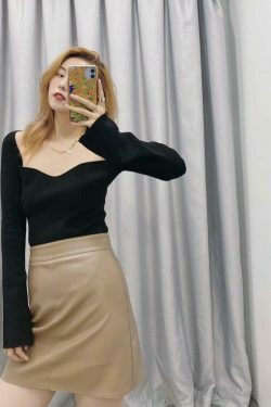 Coquette Aesthetic Knitted Top with Full Sleeves for Women