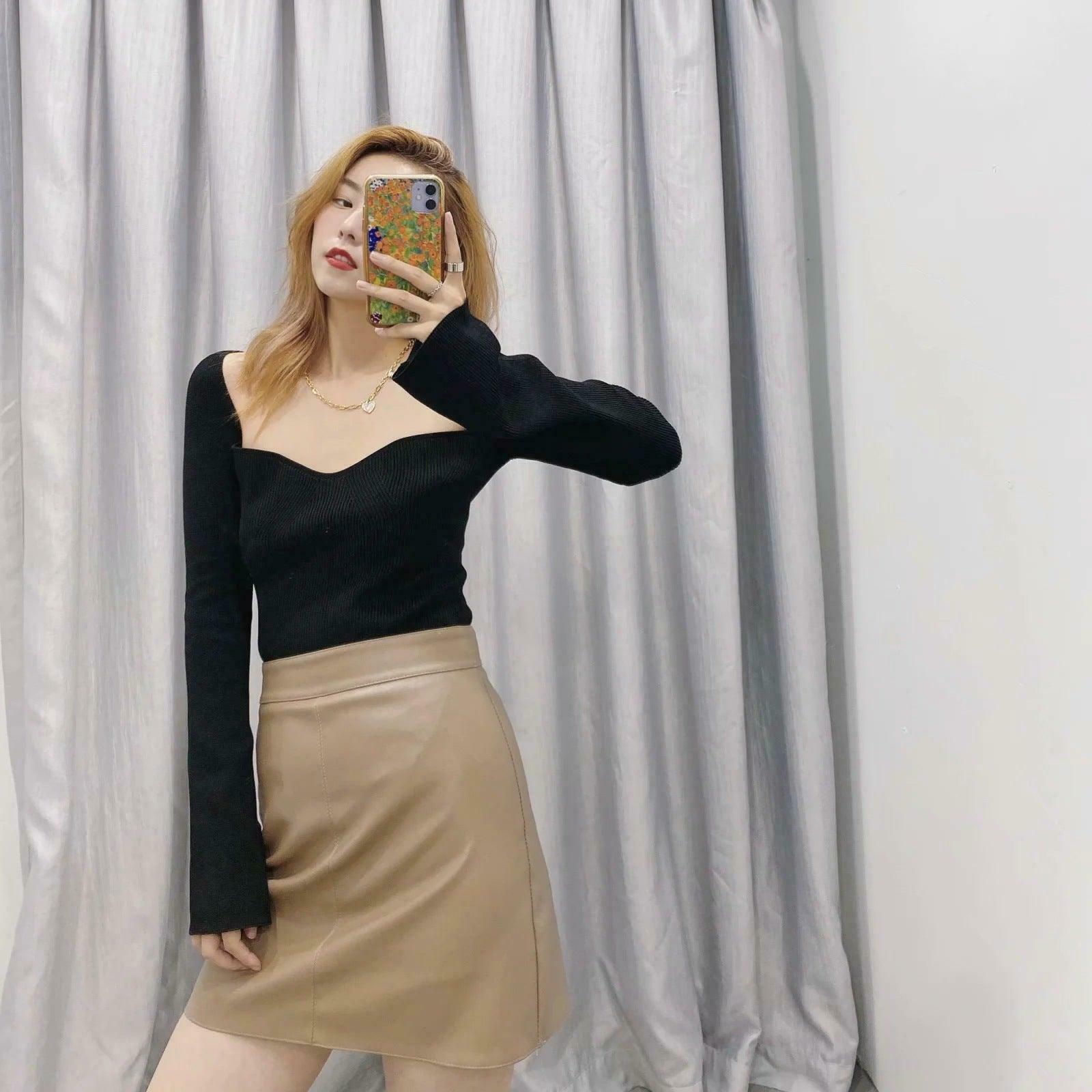 Coquette Aesthetic Knitted Top with Full Sleeves for Women Coquette Aesthetic Knitted Top with Full Sleeves for Women