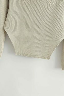 Coquette Aesthetic Knitted Top with Full Sleeves for Women