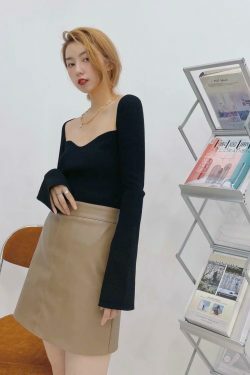 Coquette Aesthetic Knitted Top with Full Sleeves for Women