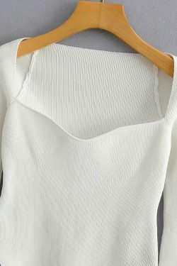 Coquette Aesthetic Knitted Top with Full Sleeves for Women